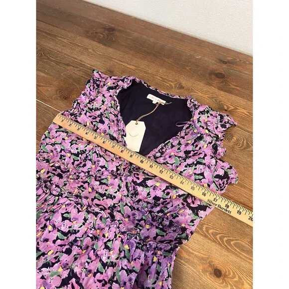 Free The Roses Purple Floral Ruffle Detail Long Dress Sz Med NWT - Picture 4 of 7